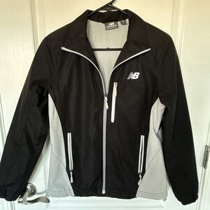 New Balance Womens Ladies Small‎ Mesh Lined Windbreaker Black Gray